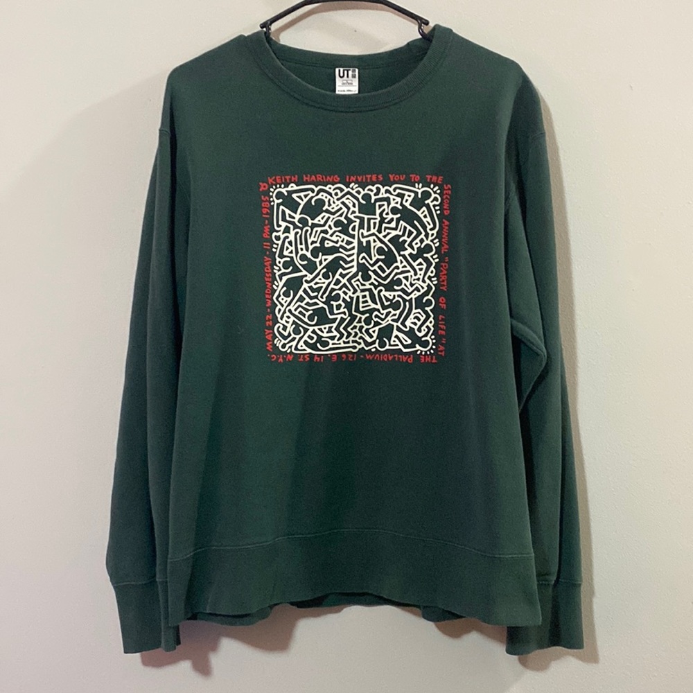 UNIQLO Keith Haring Crew Neck Sweatshirt - Forest Green